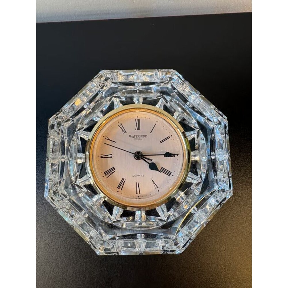 Waterford Crystal Octagonal Desk Clock Roman Numerals